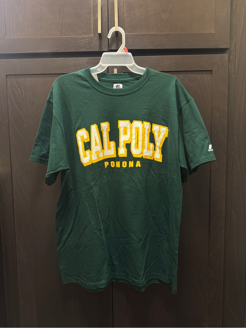 Russell Athletic Cal Poly Pomona Forest Green Tee with Yellow & White Logo